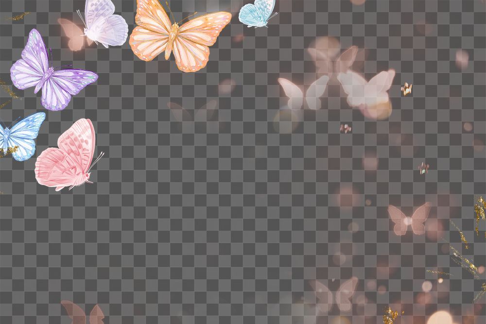 Colorful butterfly png border frame, transparent design 