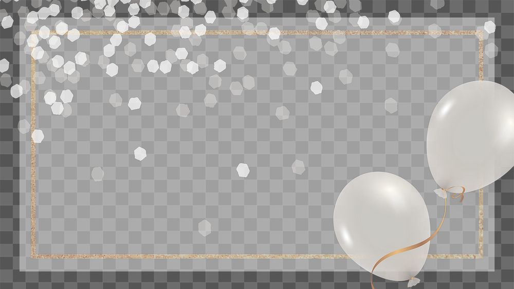 Pearl white balloons frame png with transparent background