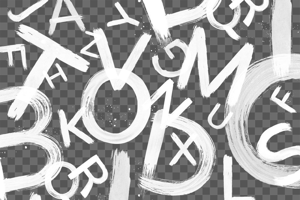 Jumbled alphabet png grunge brush stroke typography