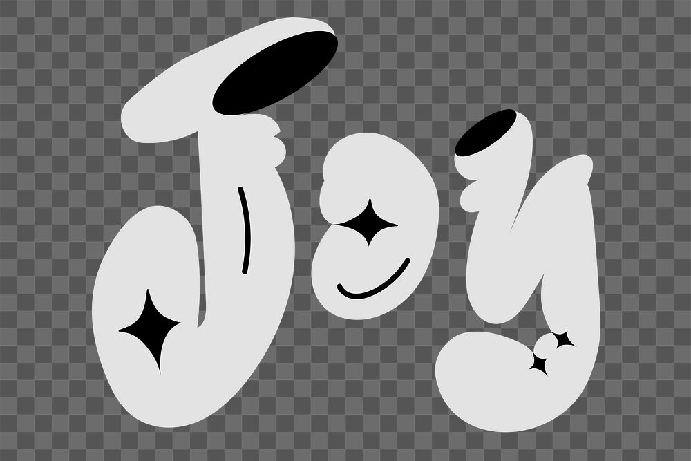 Bold joy word sticker png typography