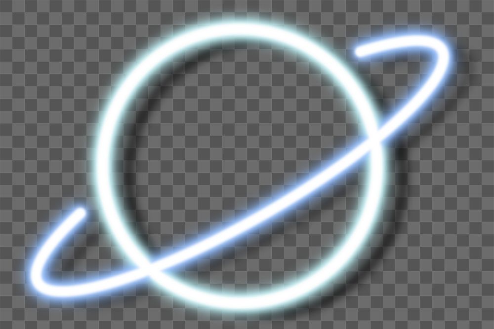 Planet with a ring neon sign transparent png