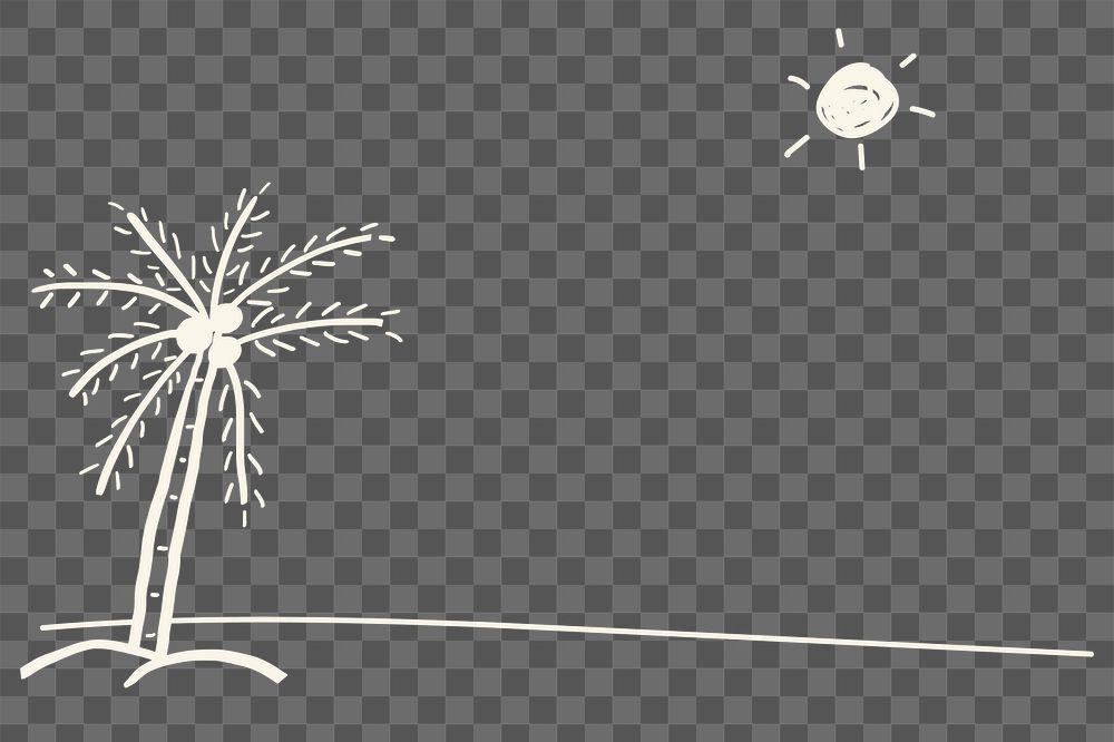 Png summer beach border with palm tree doodle clipart