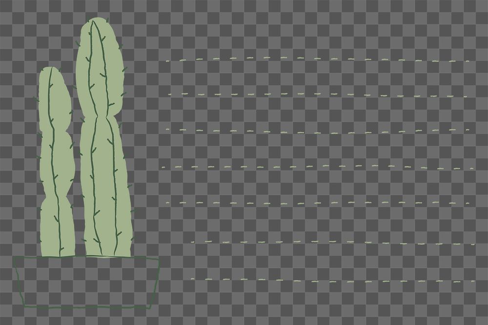 Cactus doodle png and lined note background