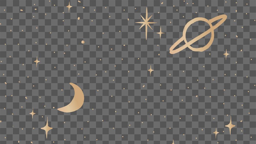 Saturn half moon png gold starry sky
