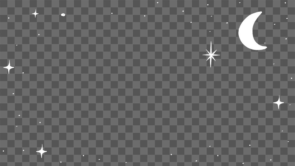 Stars and moon png silver starry sky  border