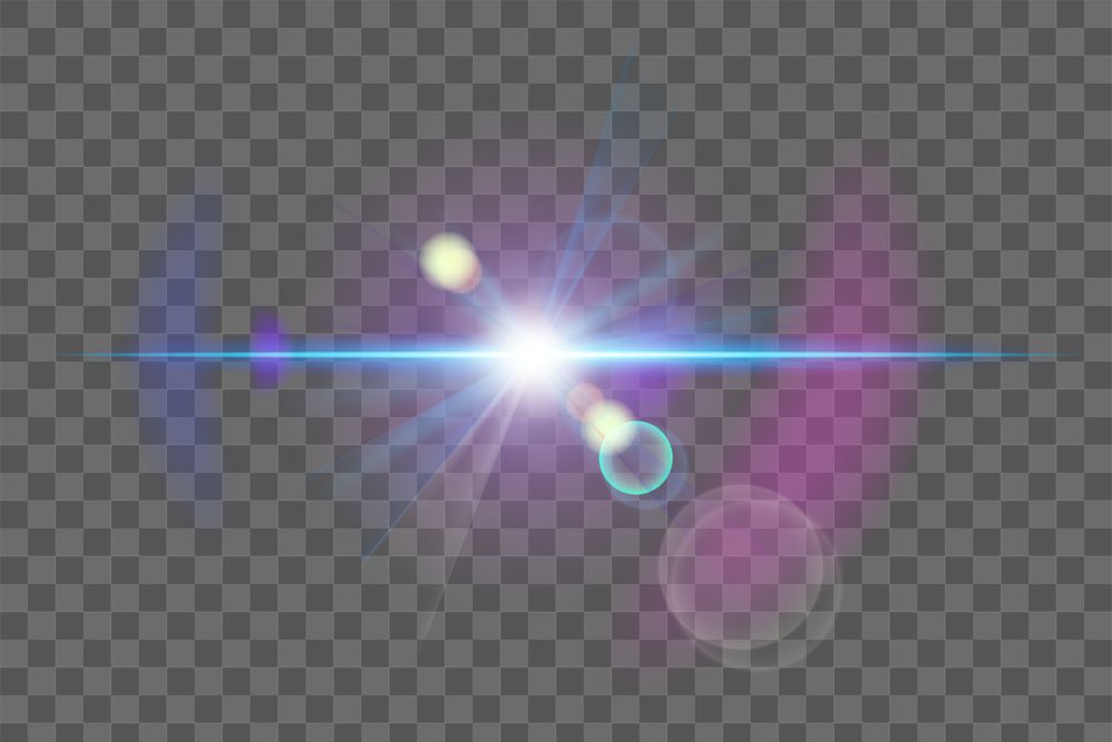 Png blue anamorphic lens flare transparent with ghost lighting effect