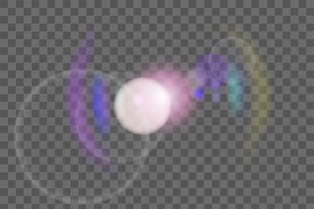 Png pink lens flare with colorful ring ghost lighting effect