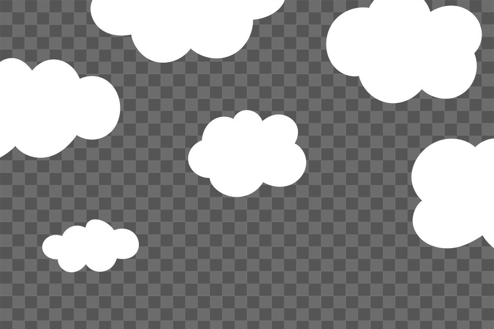 Png border with fluffy floating cloud pattern transparent background