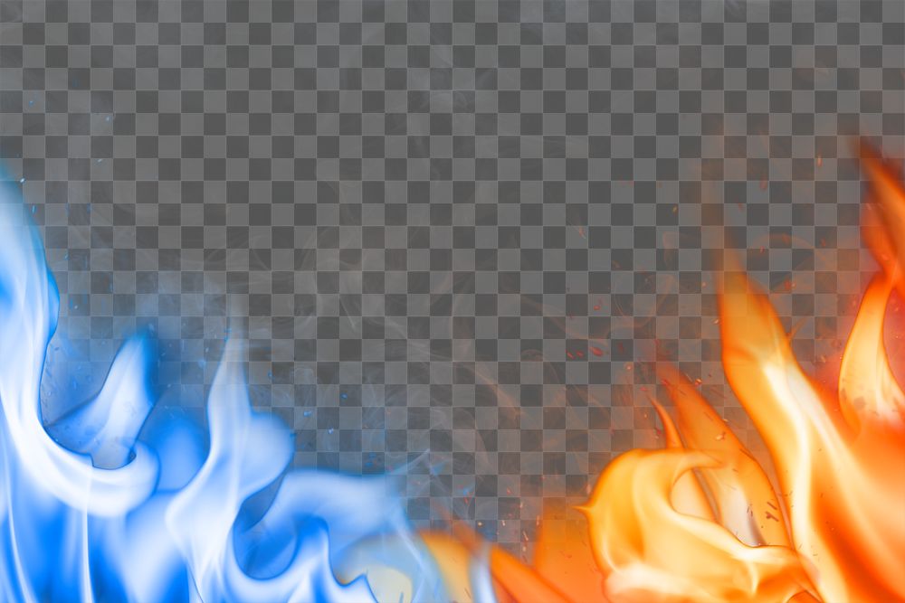 Flame png border, blue realistic fire transparent image