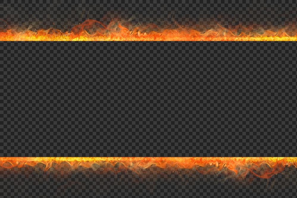 Flame png frame, orange realistic fire transparent image