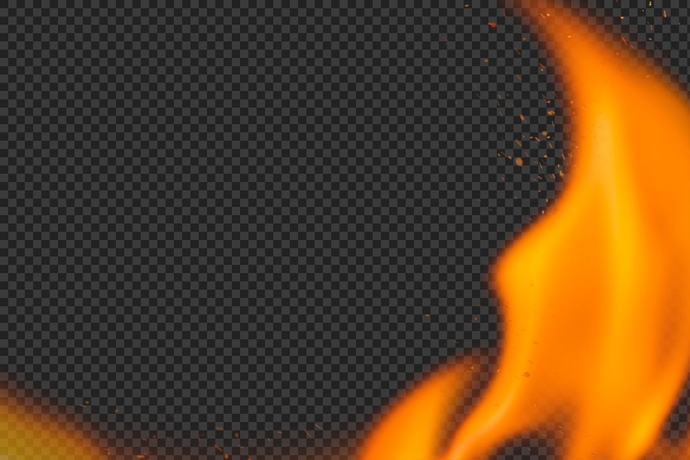Flame png border, orange realistic fire transparent image