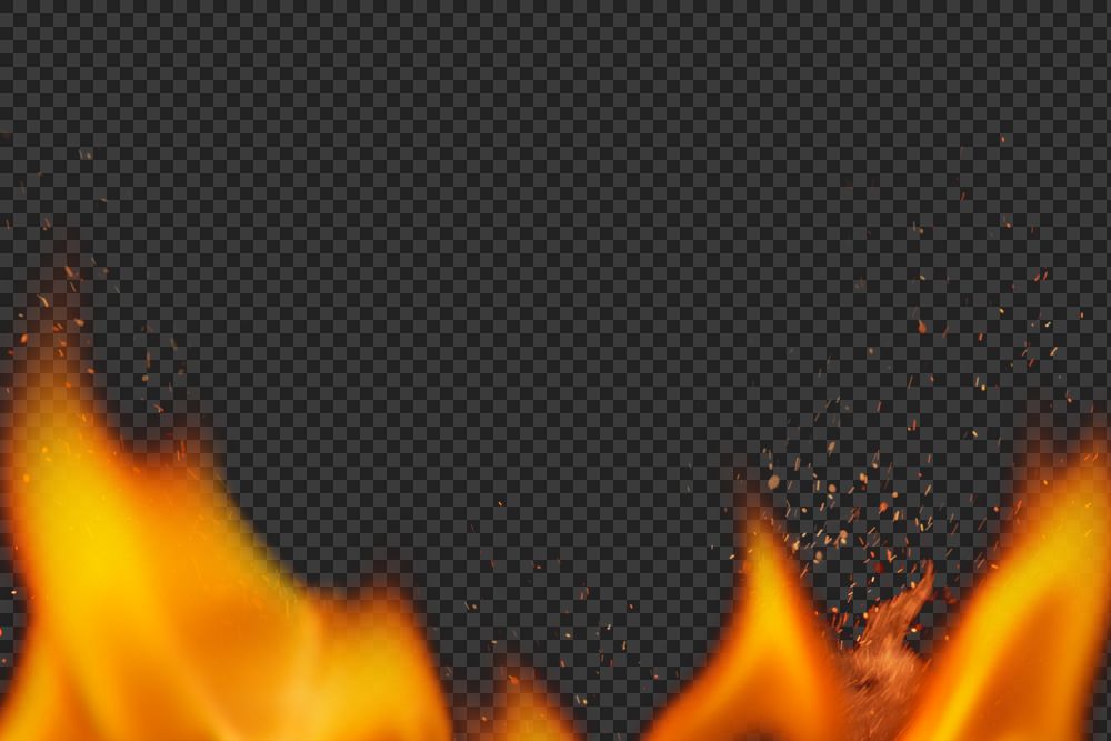 Flame png border, orange realistic fire transparent image