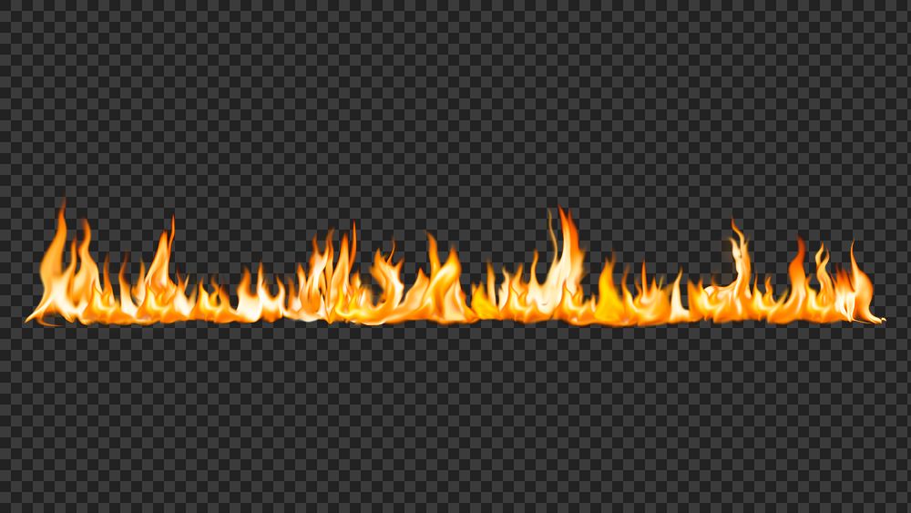 Burning flame png border, realistic fire transparent image