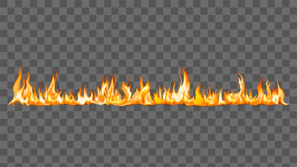 Burning flame png border, realistic fire transparent image