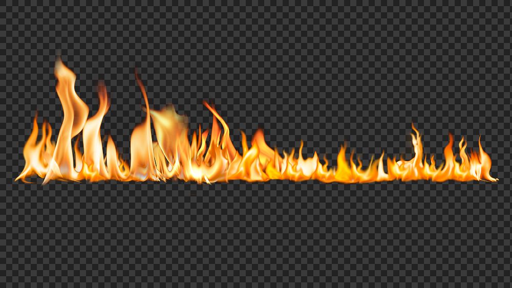 Burning flame png border, realistic fire transparent image