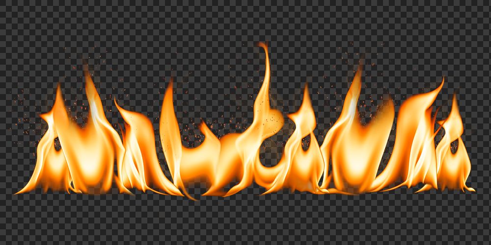 Burning flame png border, realistic fire transparent image