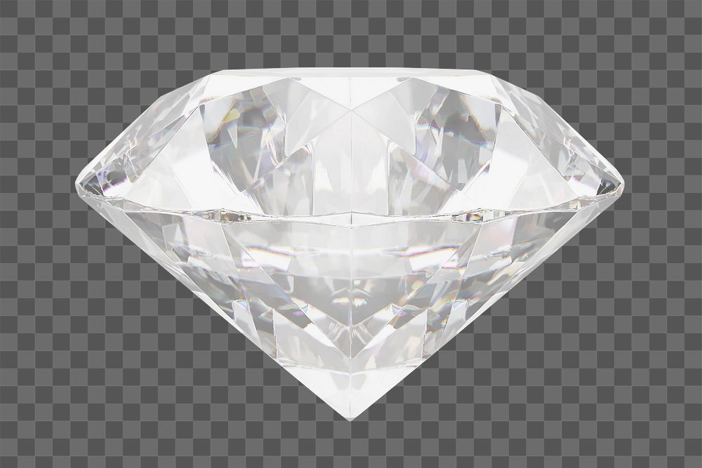 3D diamond png clipart, realistic jewelry illustration on transparent background