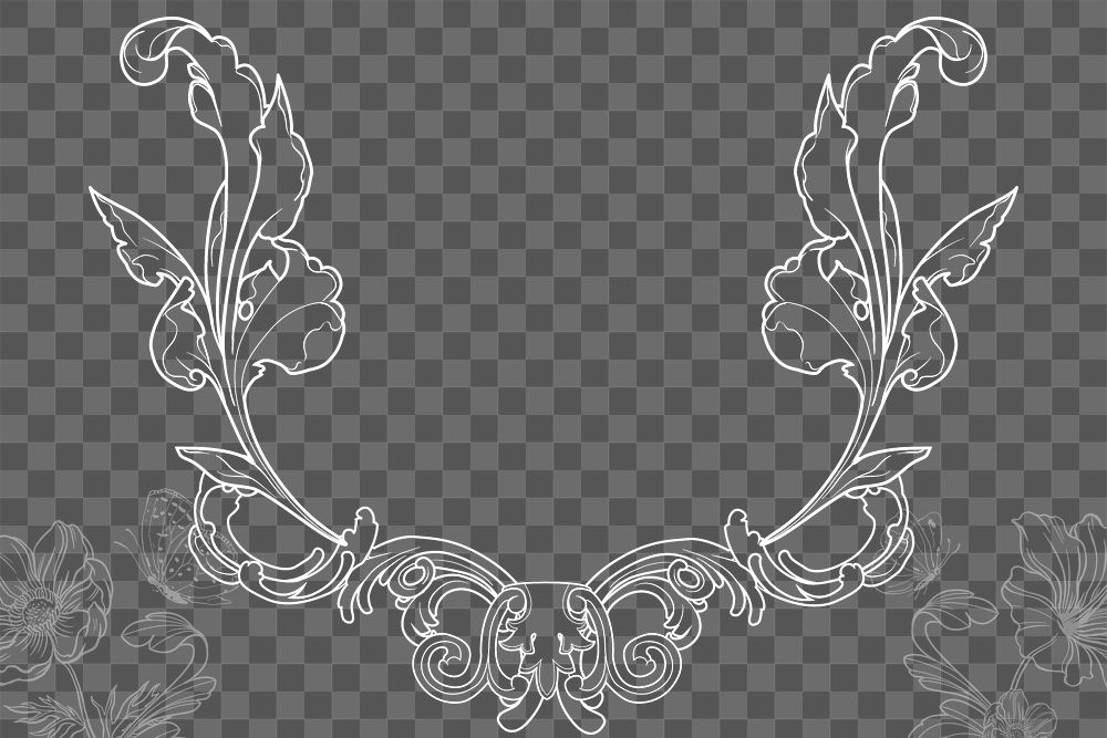 Flower png border frame, vintage ornamental design, transparent background