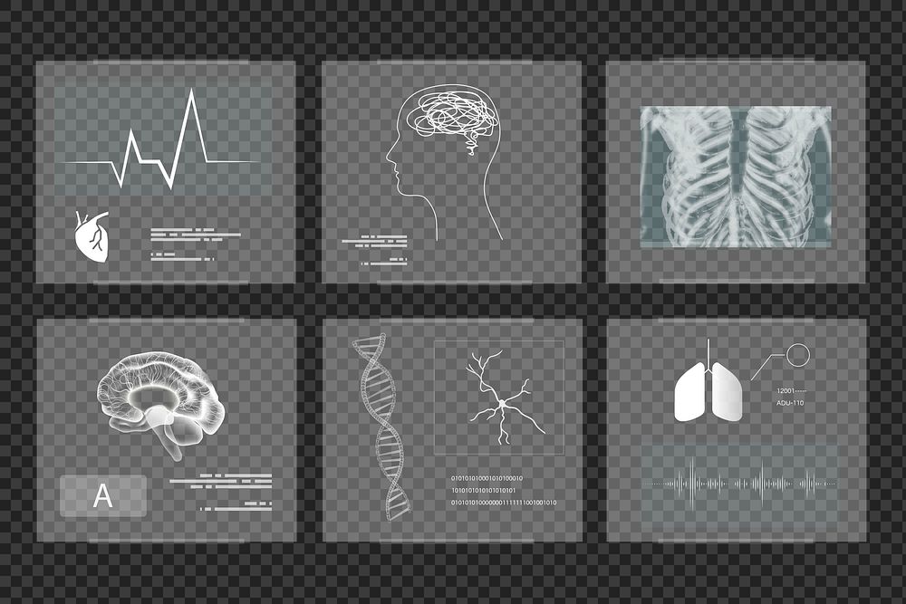 Medical technology png clipart icon set for health and wellness