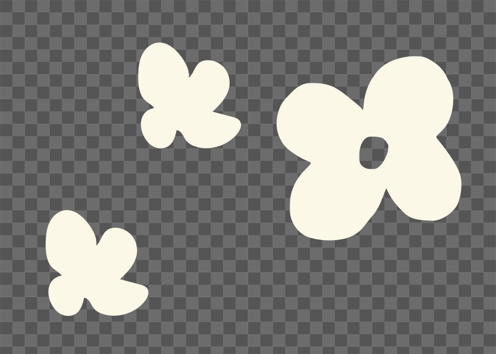 White flower png shape sticker, botanical collage element