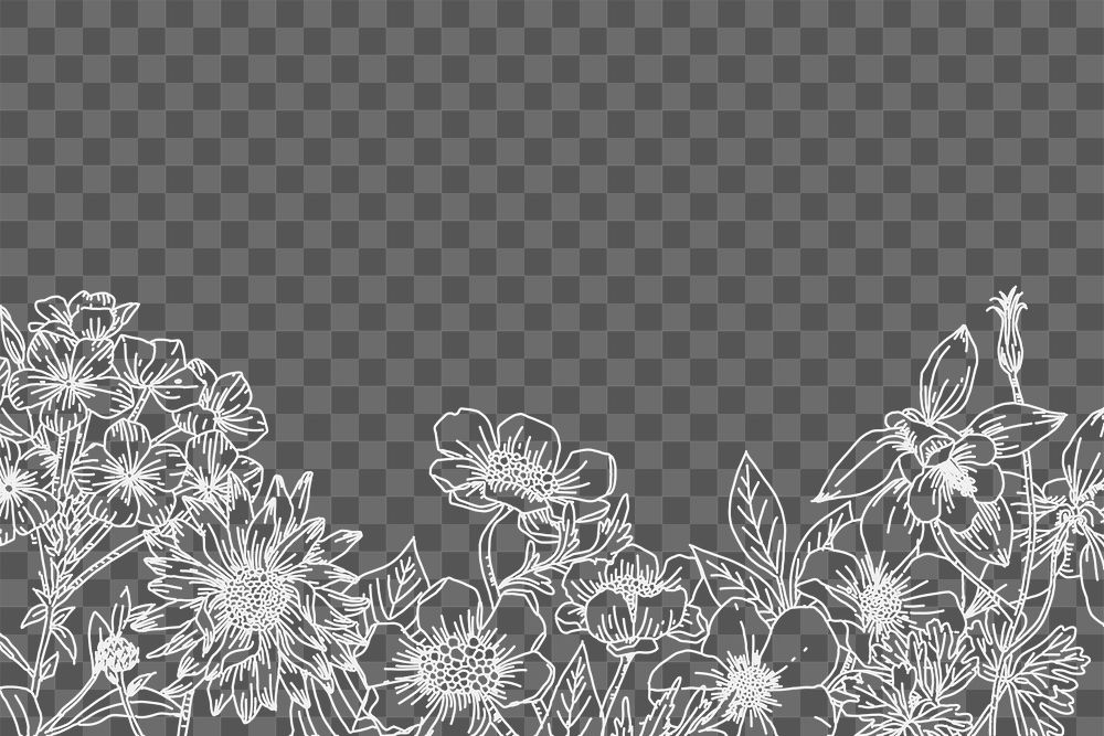 Vintage flower png border, transparent background