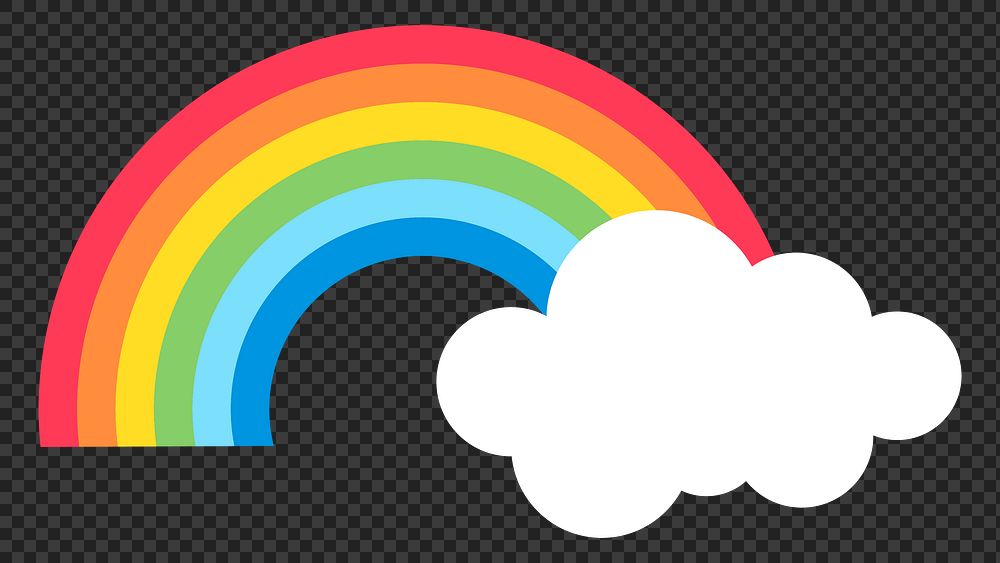 Rainbow png flat sticker collage, transparent clipart
