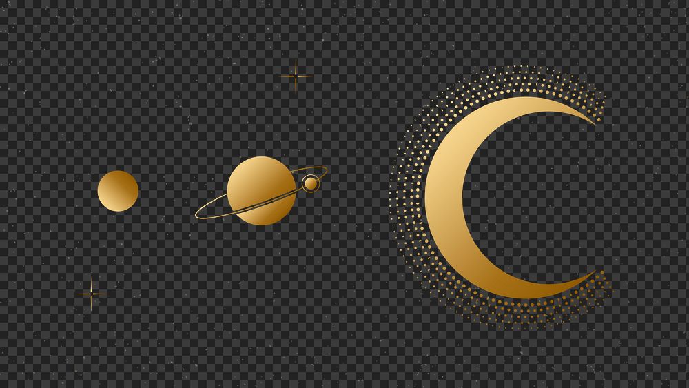 Celestial png background, gold aesthetic space illustration transparent design