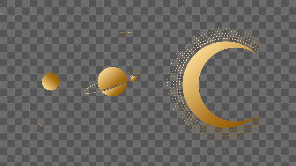 Celestial png background, gold aesthetic space illustration transparent design