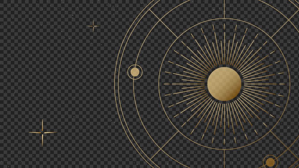 Celestial sun png background, gold aesthetic galaxy illustration transparent design
