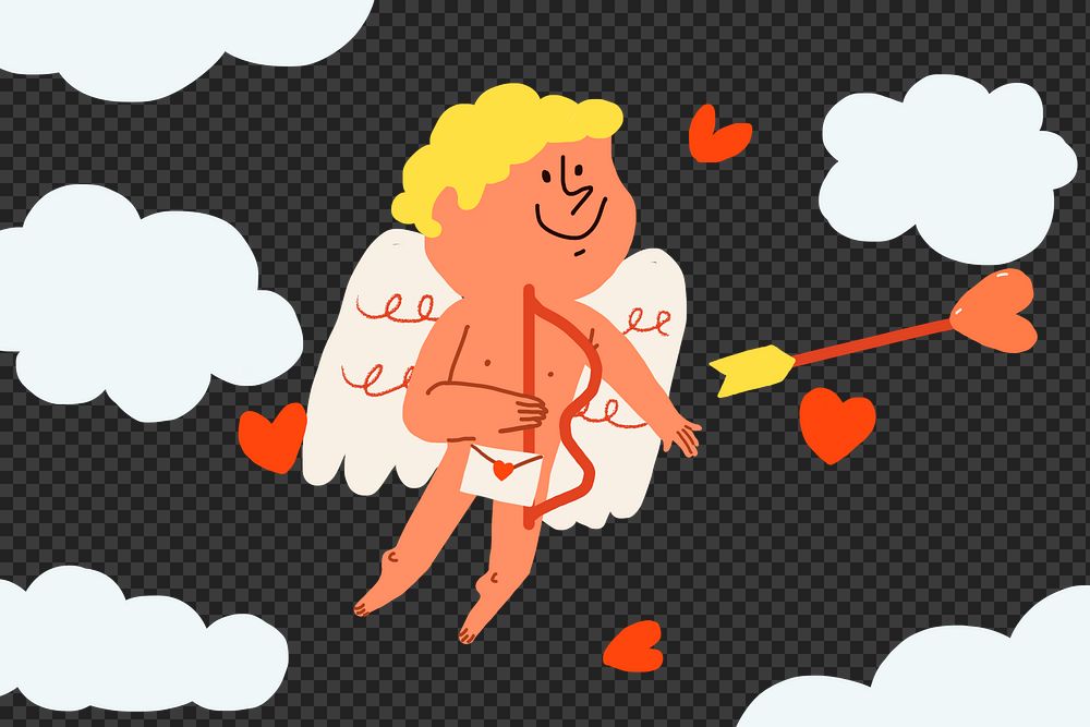 Blue cupid png background, Valentine&rsquo;s celebration cartoon illustration on transparent background
