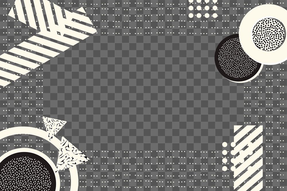 Minimal Memphis pattern png frame, cream design, transparent background