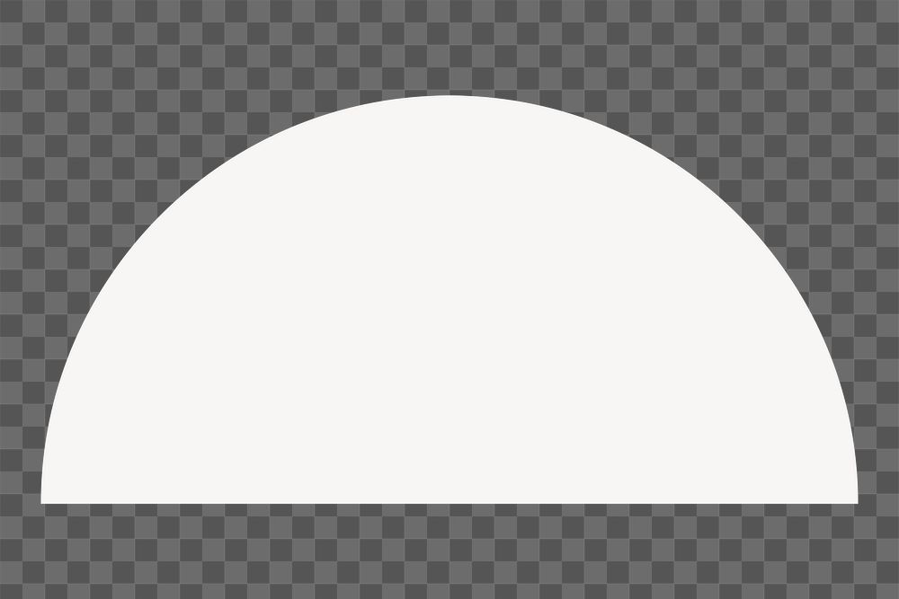 White semicircle png sticker, flat geometric graphic