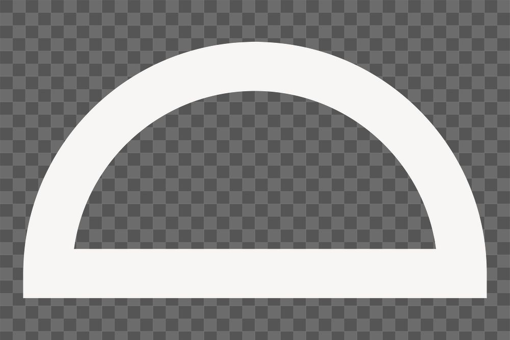 White semicircle png sticker, outline geometric graphic