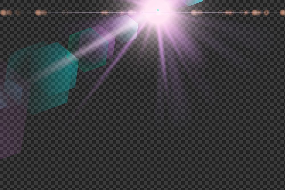 Png purple lens flare border with hexagon ghost effect design element