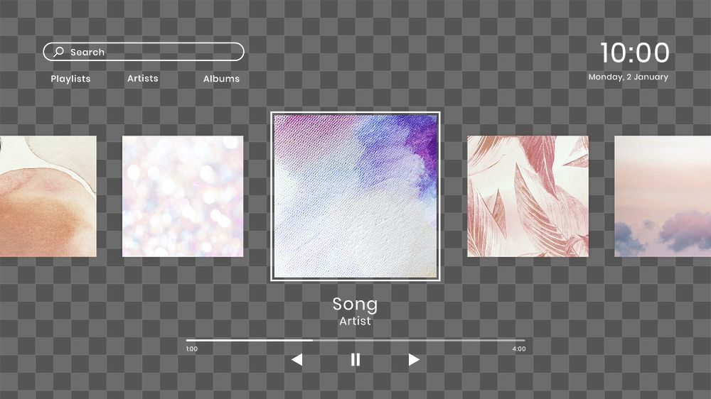 Png music streaming application user interface graphic