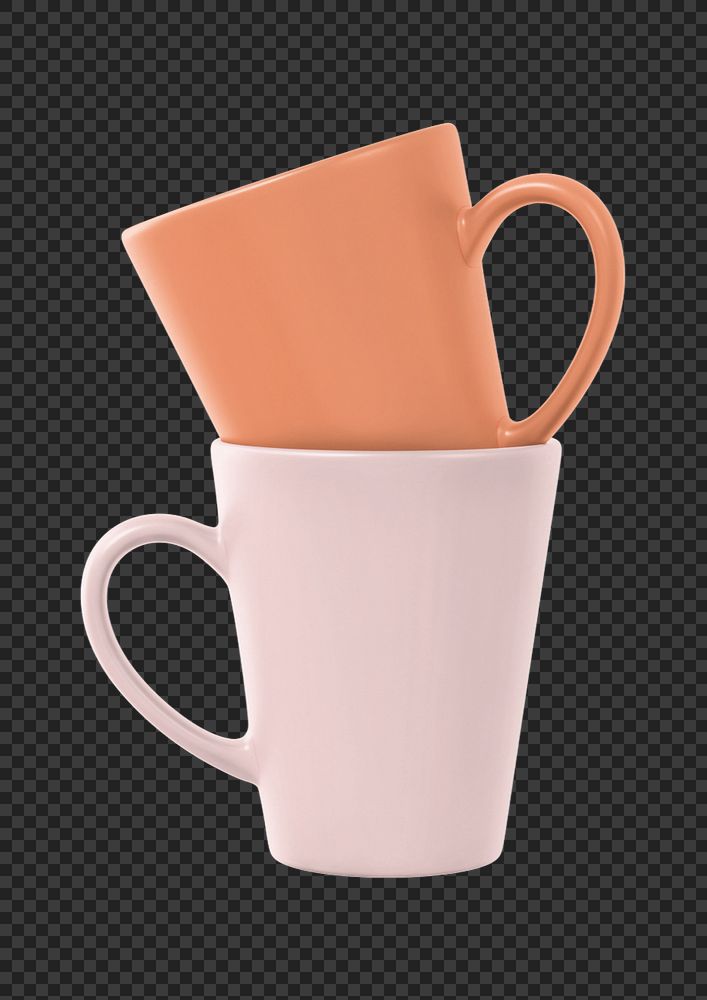 Ceramic coffee mugs mockup, pastel design