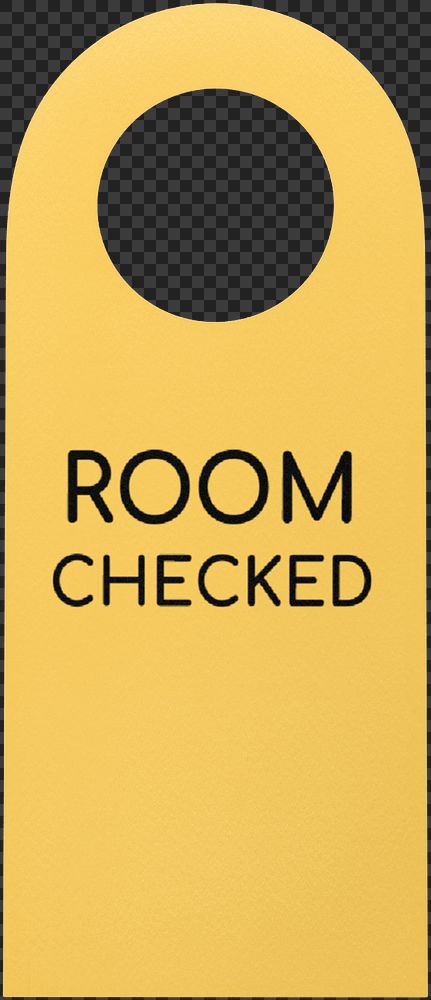 Door tag mockup, yellow 3D design 