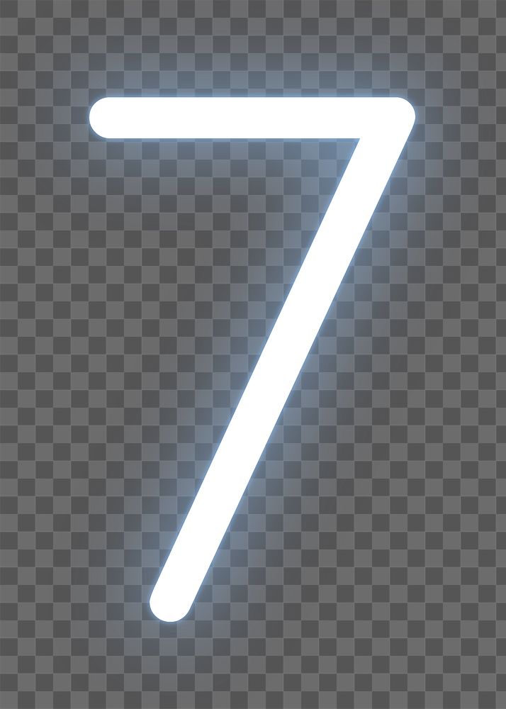 Number 7 png neon font, transparent background