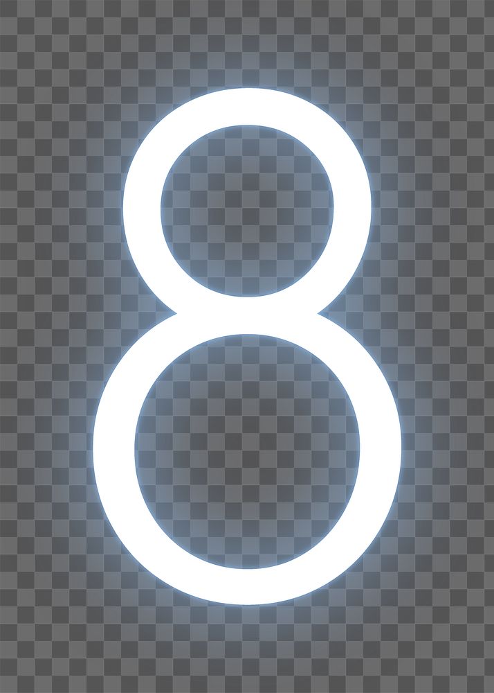 Number 8 png neon font, transparent background