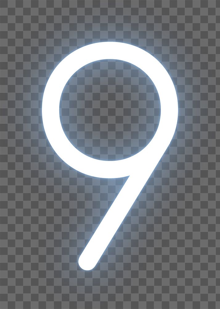 Number 9 png neon font, transparent background