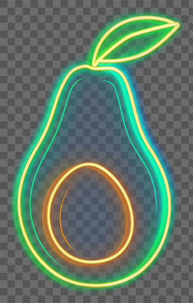 PNG Avocado icon neon light disk.