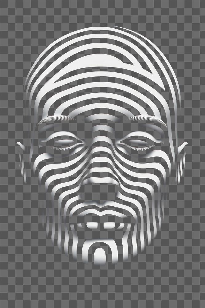 PNG Mind bending flat line illusion of a head portrait black white.