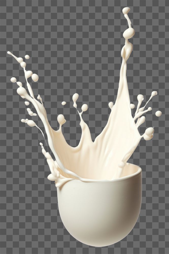 PNG  Cream pot with splash milk white background simplicity.