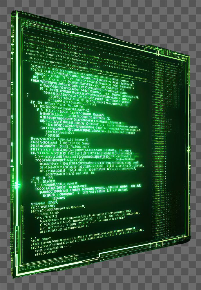 PNG Coding screen in green square technology light black background