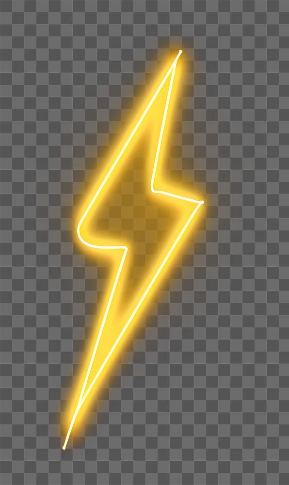 PNG Lightning icon in the style of neon lights technology symbol yellow
