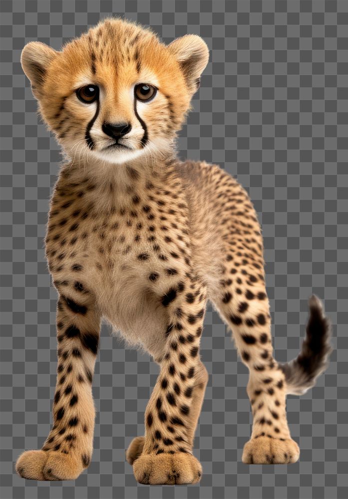 PNG Baby cheetah wildlife standing animal. AI generated Image by rawpixel.