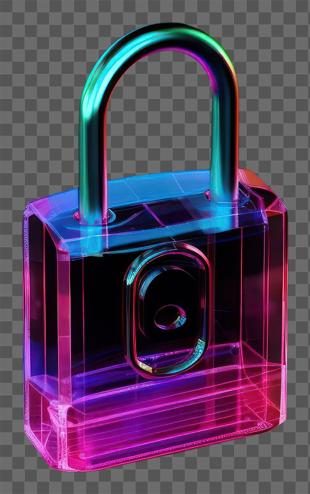 PNG Lock neon icon security illuminated protection. AI generated Image by rawpixel.