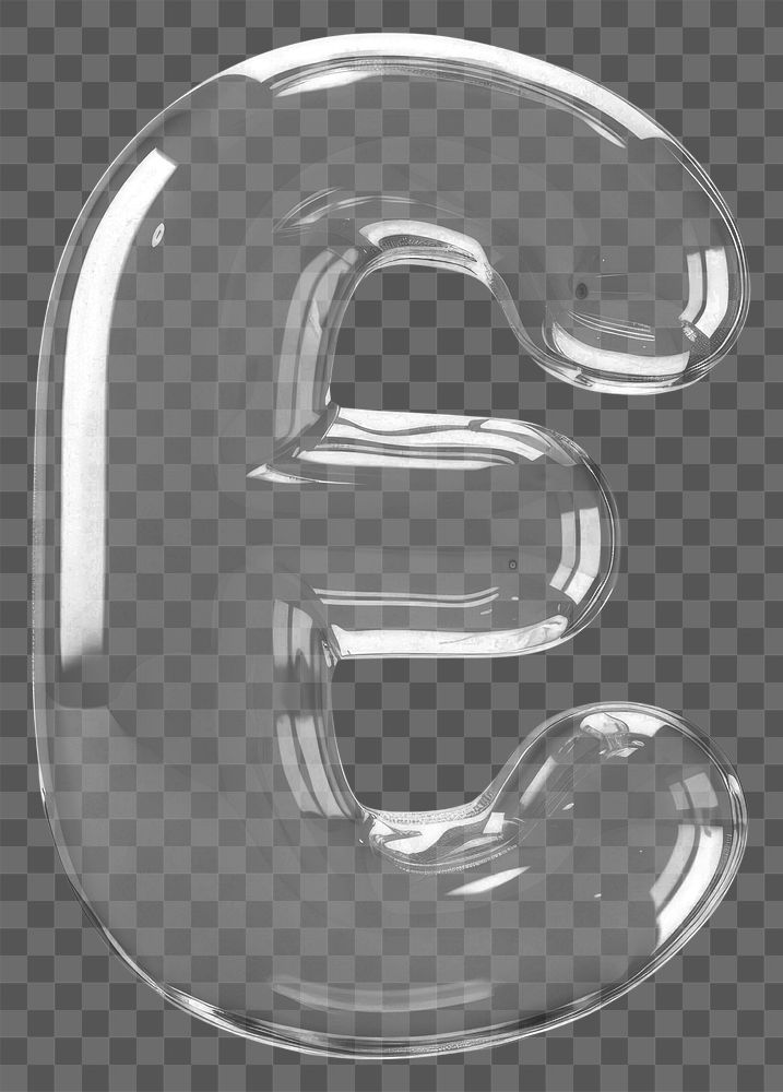 Letter E number glass text