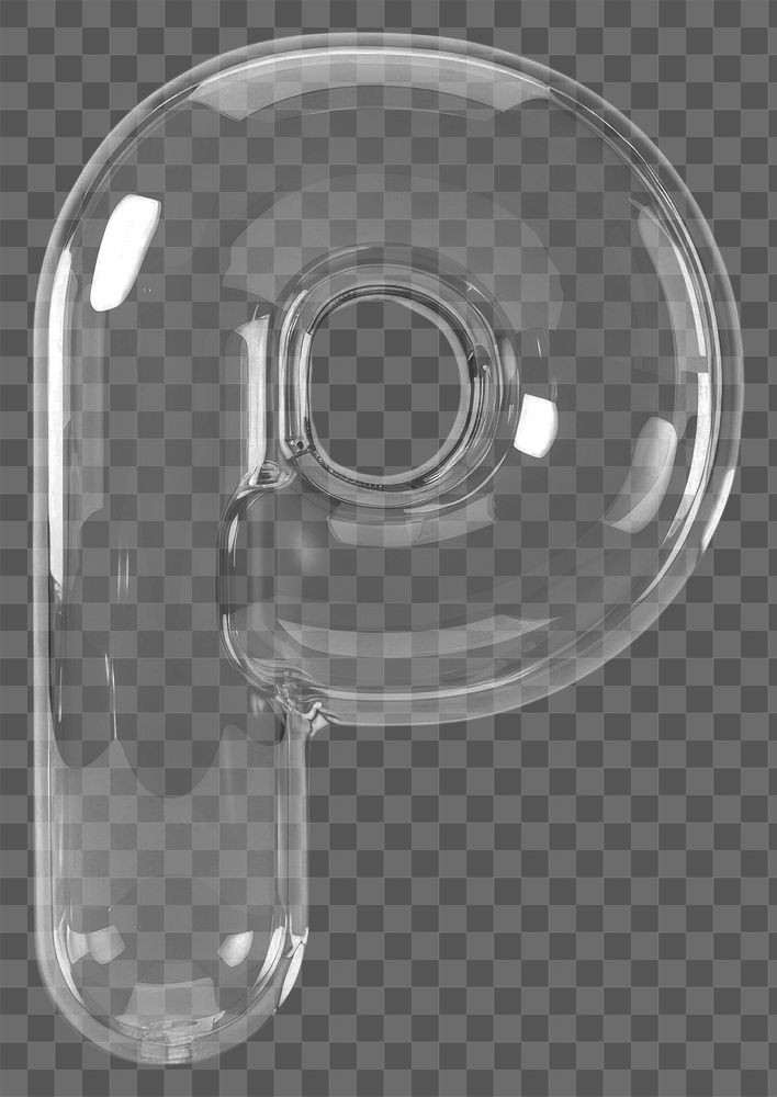 Letter P transparent glass pottery.