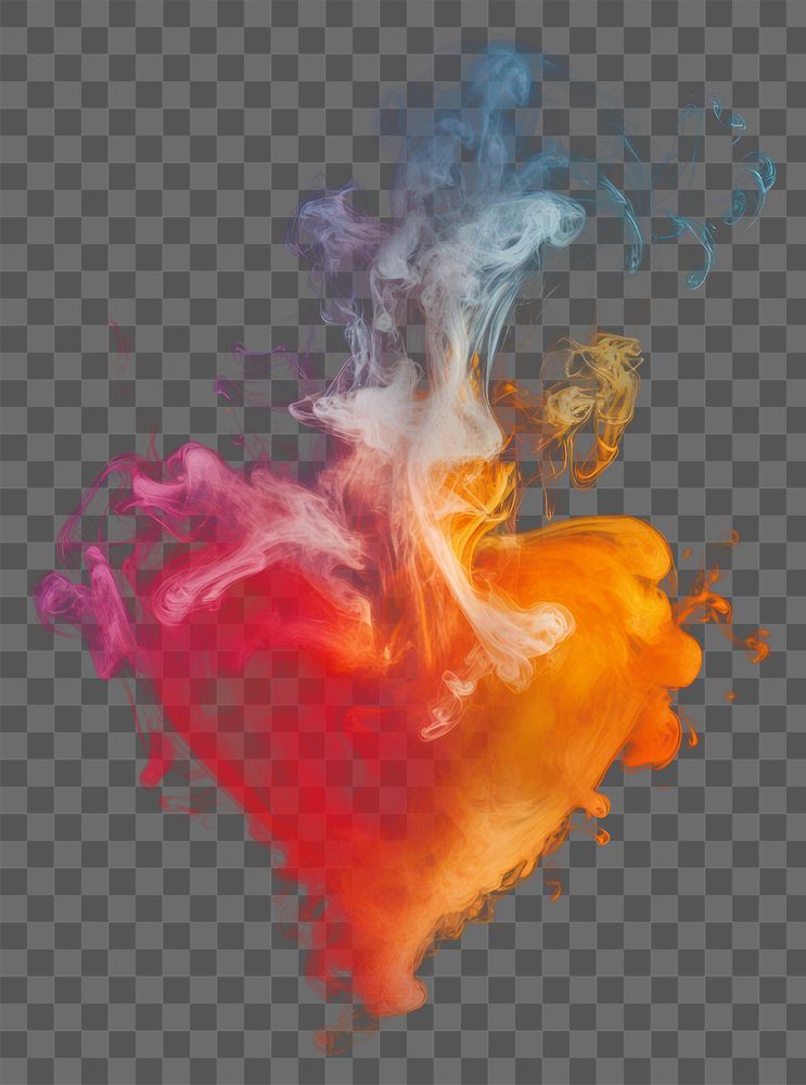 PNG Heart shape with smoke background colorful abstract.